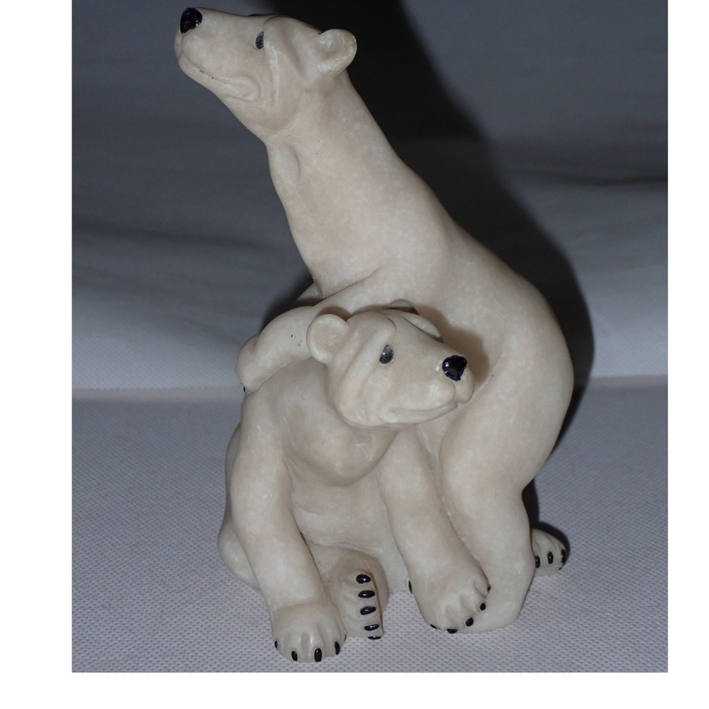 Quarry Critters Second Nature Design Polar Bear Figurine Off White Stone Resin - Picture 3 of 7
